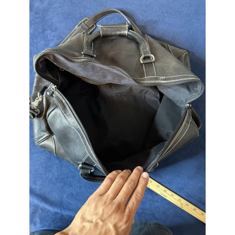 Vtg Roots Canada XL Black Leather Duffel Bag Made in Canada
